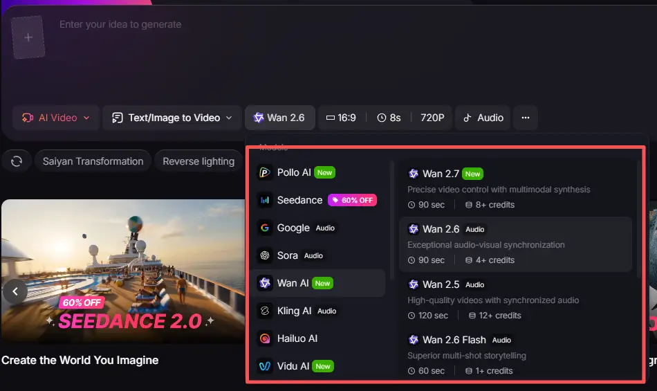 pollo credits of different models